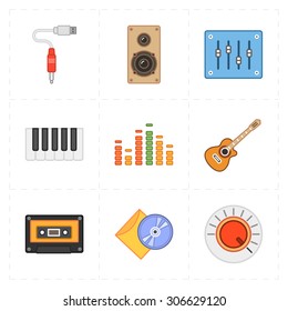 9 universal flat music icons