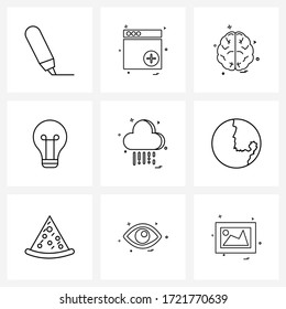 9 Universal Icons Pixel Perfect Symbols of overcast; light bulb; light; medical Vector Illustration