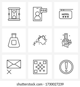 9 Universal Icons Pixel Perfect Symbols of turbine; cream; online conference; makeup; bottle Vector Illustration