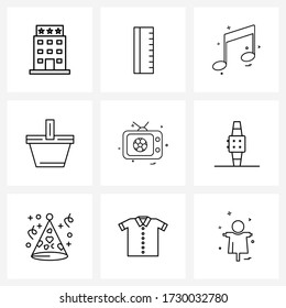 9 Universal Icons Pixel Perfect Symbols of football; shopping; audio; push; cart Vector Illustration