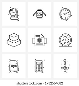 9 Universelle Icons Pixel perfekte Symbole für Webseiten; Geometrie T-Shirt; dimensioniert, Vector Illustration