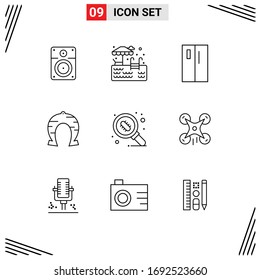 9 Universal Outline Signs Symbols of bacteria; luck; by; horseshoe; festival Editable Vector Design Elements