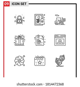 9 Universal Outline Signs Symbols of office; document; outline; attachment; gift Editable Vector Design Elements