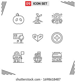 9 Universal Outlines Set for Web and Mobile Applications gamepad; detection; graph; card; analysis Editable Vector Design Elements