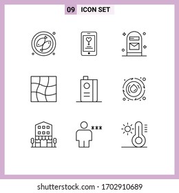 9 Universal Outlines Set for Web and Mobile Applications fruit; drink; letter; and; mesh Editable Vector Design Elements