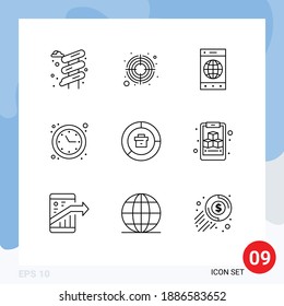 9 Universal Outlines Set for Web and Mobile Applications data; analysis; cell; time optimization; optimization Editable Vector Design Elements