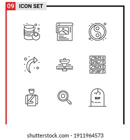 9 Universal Outlines Set for Web and Mobile Applications satelite; gps; lunar; refresh; arrow Editable Vector Design Elements