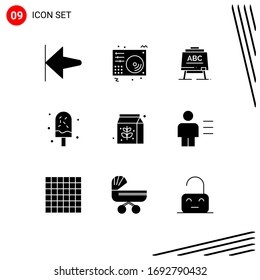 9 Universal Solid Glyph Signs Symbols of food; summer; learning; ice; cold Editable Vector Design Elements