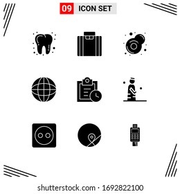 9 Universal Solid Glyph Signs Symbols of man; todo; fry; tasks; multimedia Editable Vector Design Elements