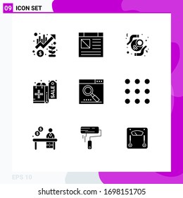 9 Universal Solid Glyph Signs Symbols of engine; shopping; website; christmas; rights Editable Vector Design Elements