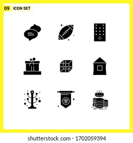 9 Universal Solid Glyph Signs Symbols of shepping; delivrey; remote; box; easter Editable Vector Design Elements