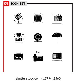 9 Universal Solid Glyphs Set for Web and Mobile Applications boat; physician; drink; male; school Editable Vector Design Elements