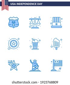 9 USA Blue Signs Independence Day Celebration Symbols of cola; sign; american; star; men Editable USA Day Vector Design Elements