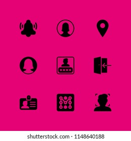 9 user icon set with user, login and password vector illustration for graphic design and web
