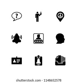 9 user icon set with unknown topic, notification and password vector illustration for graphic design and web