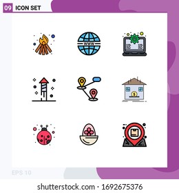9 User Interface Filledline Flat Color Pack of modern Signs and Symbols of deposit; location; laptop; gps; halloween Editable Vector Design Elements