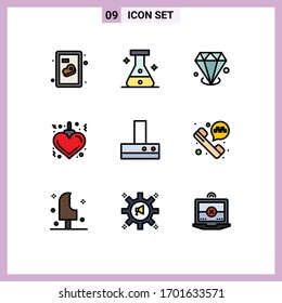 9 User Interface Filledline Flat Color Pack of modern Signs and Symbols of taxi call; kitchen; investment; fan; xmas Editable Vector Design Elements