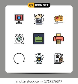 9 User Interface Filledline Flat Color Pack of modern Signs and Symbols of grid; fast; card; development; agile Editable Vector Design Elements