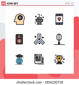 9 User Interface Filledline Flat Color Pack of modern Signs and Symbols of cells; professional; heart; monitor; hifi Editable Vector Design Elements