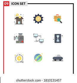 9 User Interface Flat Color Pack of modern Signs and Symbols of local; meat grinder; food; meat chopper; e shopping Editable Vector Design Elements