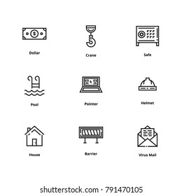 9 user interface line icons