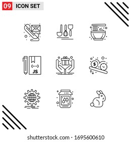 9 User Interface Outline Pack of modern Signs and Symbols of programming; develop; travel; coding; traditional Editable Vector Design Elements