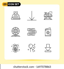 9 User Interface Outline Pack of modern Signs and Symbols of card; notebook; platform; education; laboratory Editable Vector Design Elements