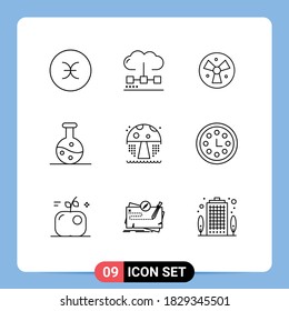 9 User Interface Outline Pack of modern Signs and Symbols of park; science; optimization; experiment; fan Editable Vector Design Elements