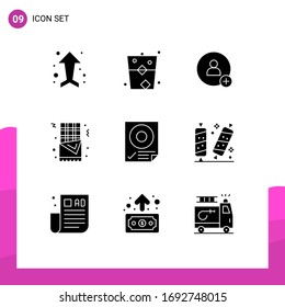9 User Interface Solid Glyph Pack of modern Signs and Symbols of mark; check; party; food; churro Editable Vector Design Elements