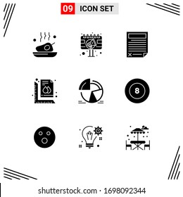 9 User Interface Solid Glyph Pack of modern Signs and Symbols of size; measure; billboard; report; document Editable Vector Design Elements