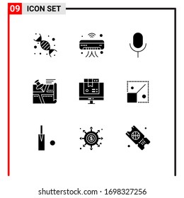 9 User Interface Solid Glyph Pack of modern Signs and Symbols of pin; route; iot; location; basic Editable Vector Design Elements