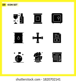 9 User Interface Solid Glyph Pack of modern Signs and Symbols of construction and tools; delivery; box; cylinder; can Editable Vector Design Elements