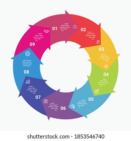 Infografía de flechas de círculo vectorial de 9   ... Esta infografía es ideal para cualquier tipo de presentación de negocios
