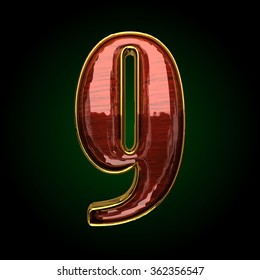 9 vector golden letter with red wood