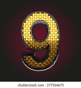 9 vector golden and silver letter