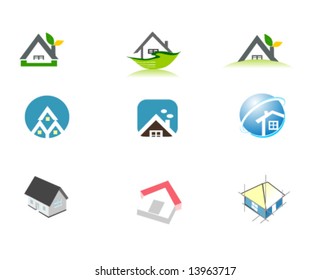 9 vector of house logo ,icon and button for your company of real estate agent and website