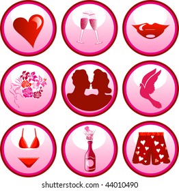 9 Vector Icon Buttons for Valentine's day or love.