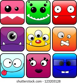 9 vector icons of monsters. EPS10 vector illustration