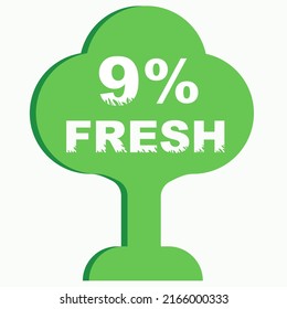 9% Vector Illustration of Fresh food everyday graphic label or sticker on white background, vector design illustration. Suitable for product label