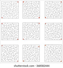 9 Vector illustration of maze.
