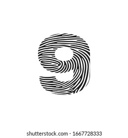 9 Vector Letter base logo. Initial letter 9 vector Icon Fingerprint Concept