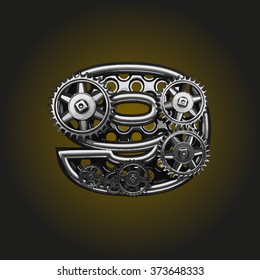 9 vector letter with gears