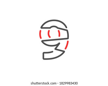 9 vector number. Modern trendy, creative style line design. For logo, brand label, design elements, corporate identity, application etc. İsolated vector illustration          