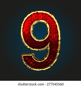 9 vector red letter with gold
