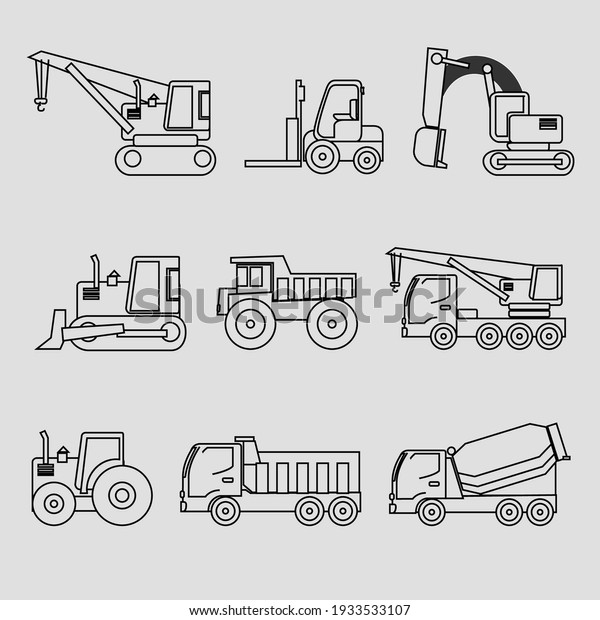 9 vector set of Tractor  logo template collection,\
suitable for any business related to farm industries. Simple and\
retro look.