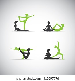 9 vector twin yoga pose silhouettes