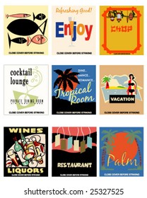 9 Vintage Old And Retro Matchbook Covers Vectors