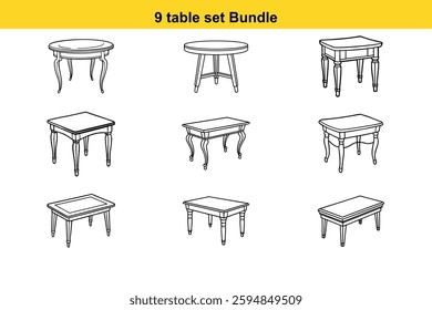 9 Vintage-Style Table Set Illustrations for Interior Design