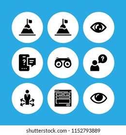 9 vision icons in vector set. eye, question, design and eye open illustration for web and graphic design