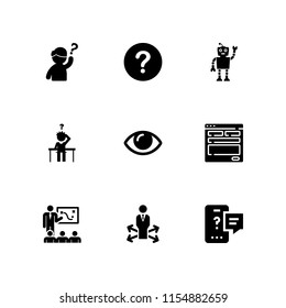 9 vision icons in vector set. design, eye open, decision making and future illustration for web and graphic design
